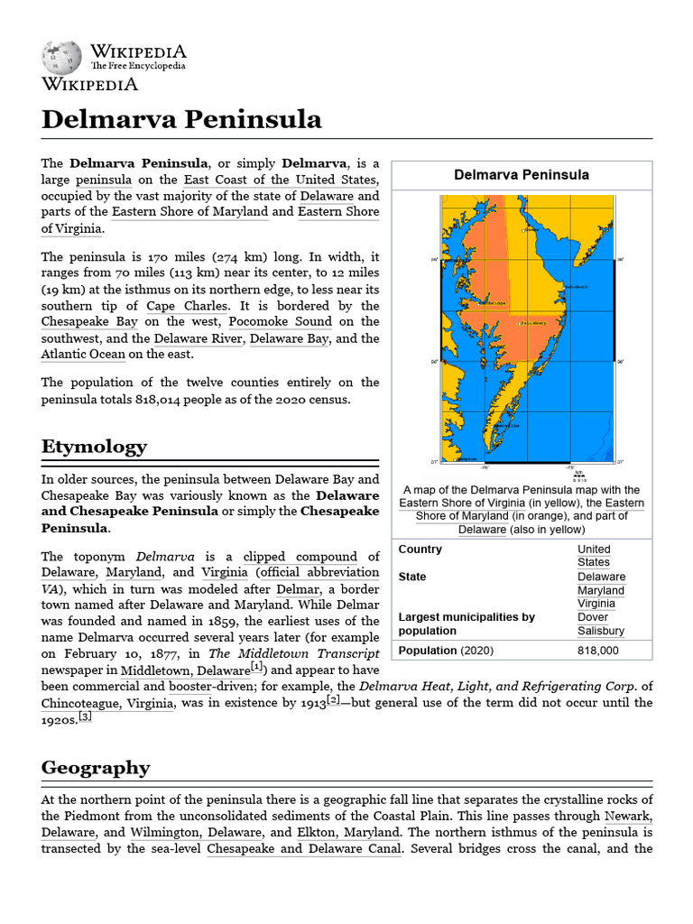 Delmarva Peninsula Overview and Map | PDF