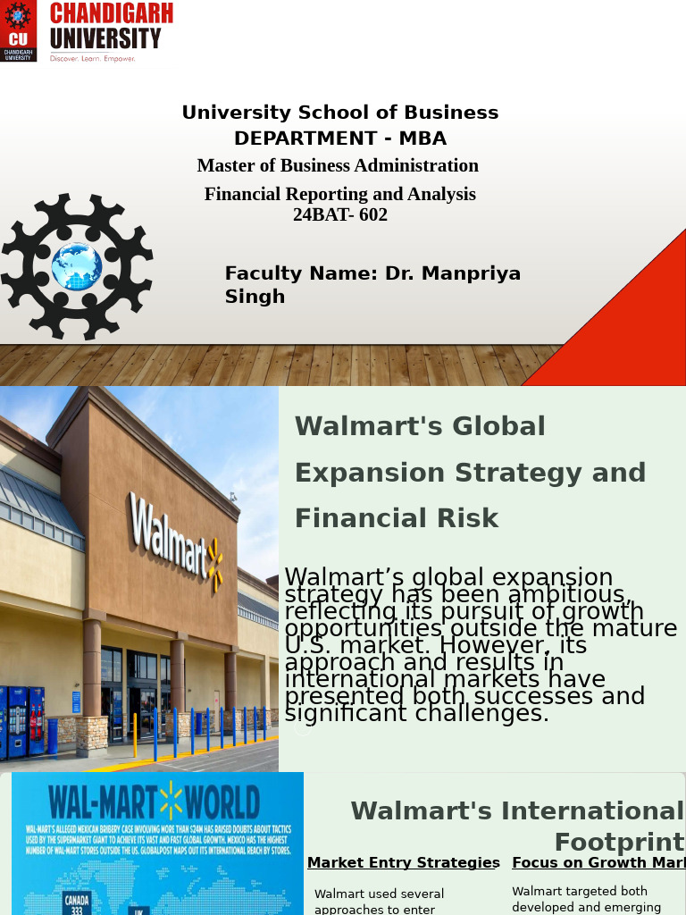 Walmart's Global Expansion and Risks | PDF | Walmart | Financial Risk