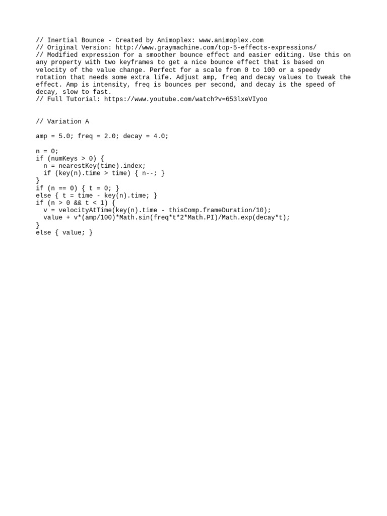 Inertial Bounce Expression for Animation | PDF | Teaching Methods ...