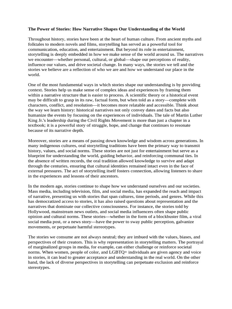 The Impact of Storytelling on Society | PDF | Narrative | Storytelling