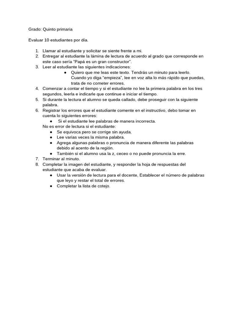 Evaluación de Lectura para Quinto Grado | PDF | Artes del Lenguaje y ...