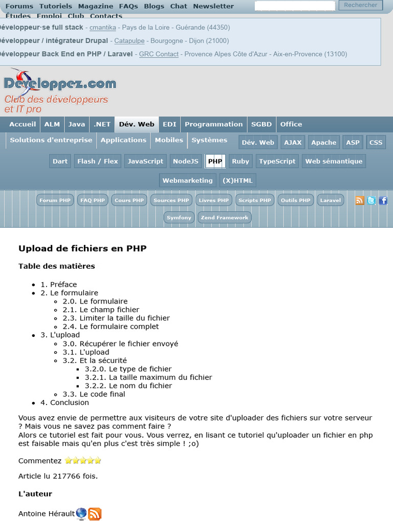 Upload de fichiers en PHP : Guide pratique | PDF | PHP | Internet