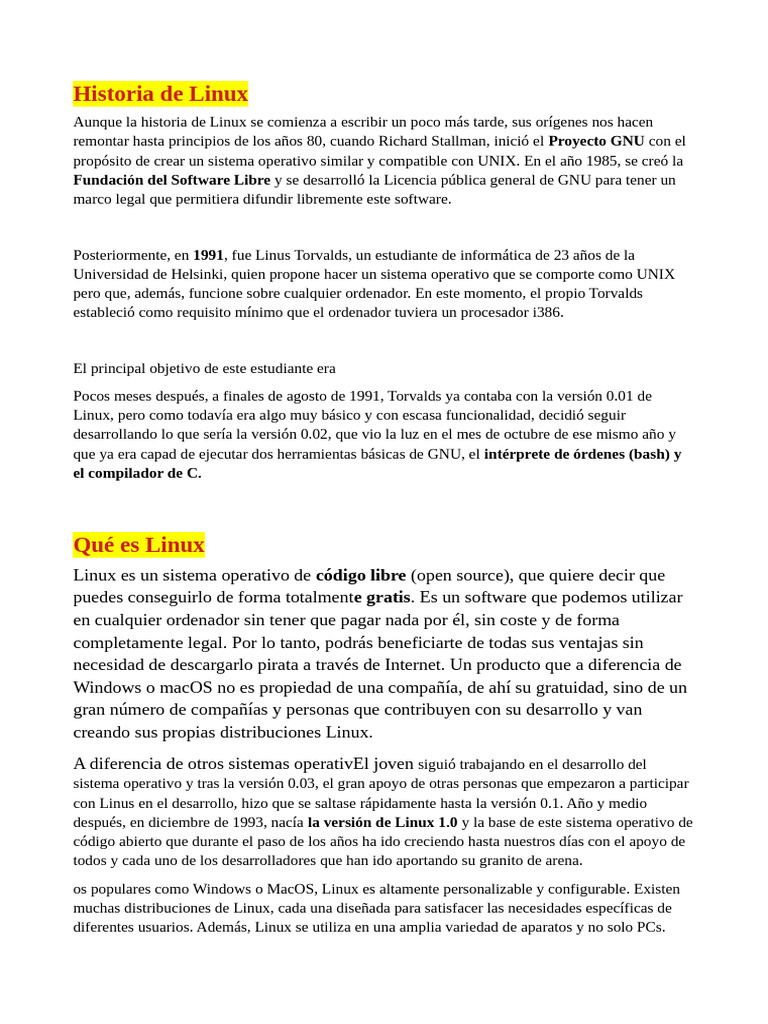 Linux Historia | PDF | Distribución de Linux | Software de la aplicacion