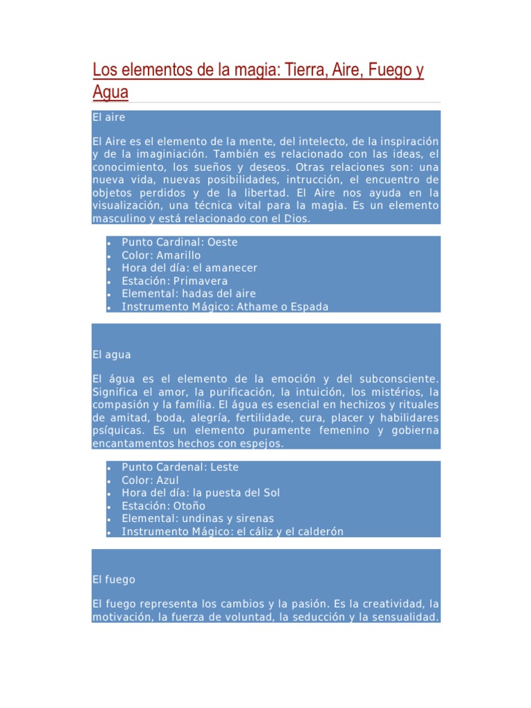 Magia de los Elementos y sus Tipos | PDF | Rituales | Incendios