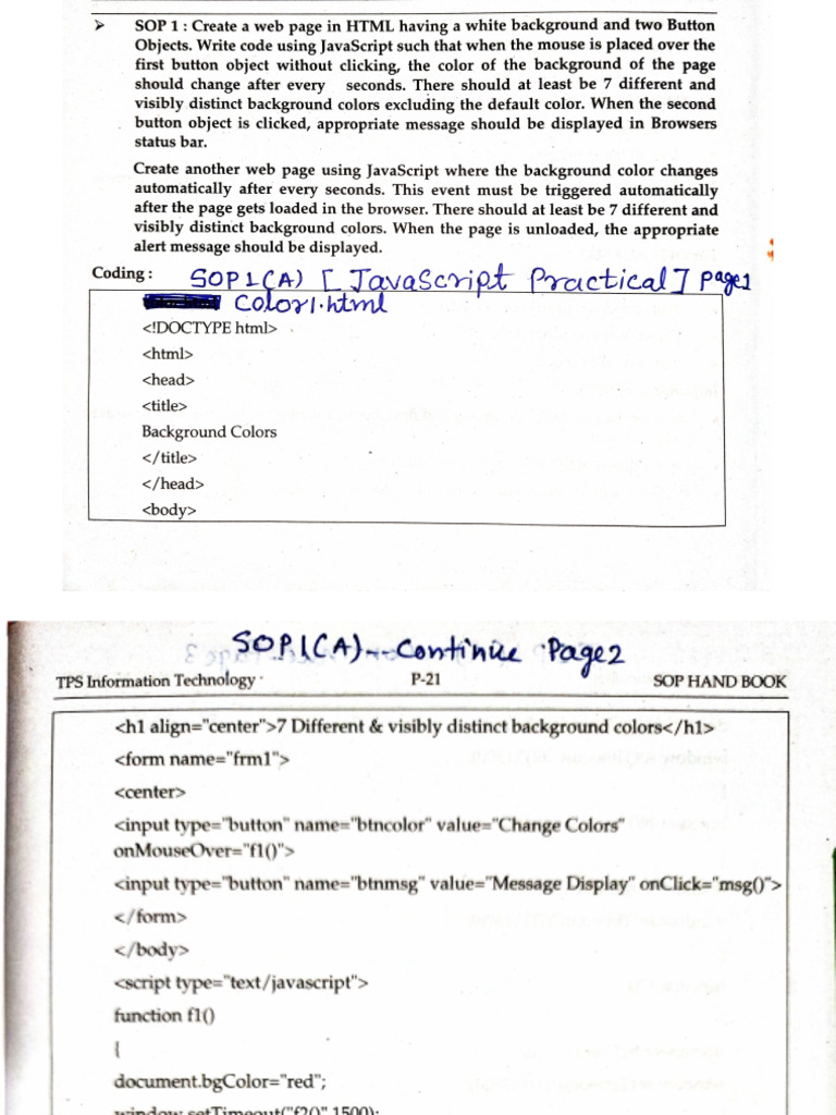 12th Science IT (Javascript Practical) | PDF