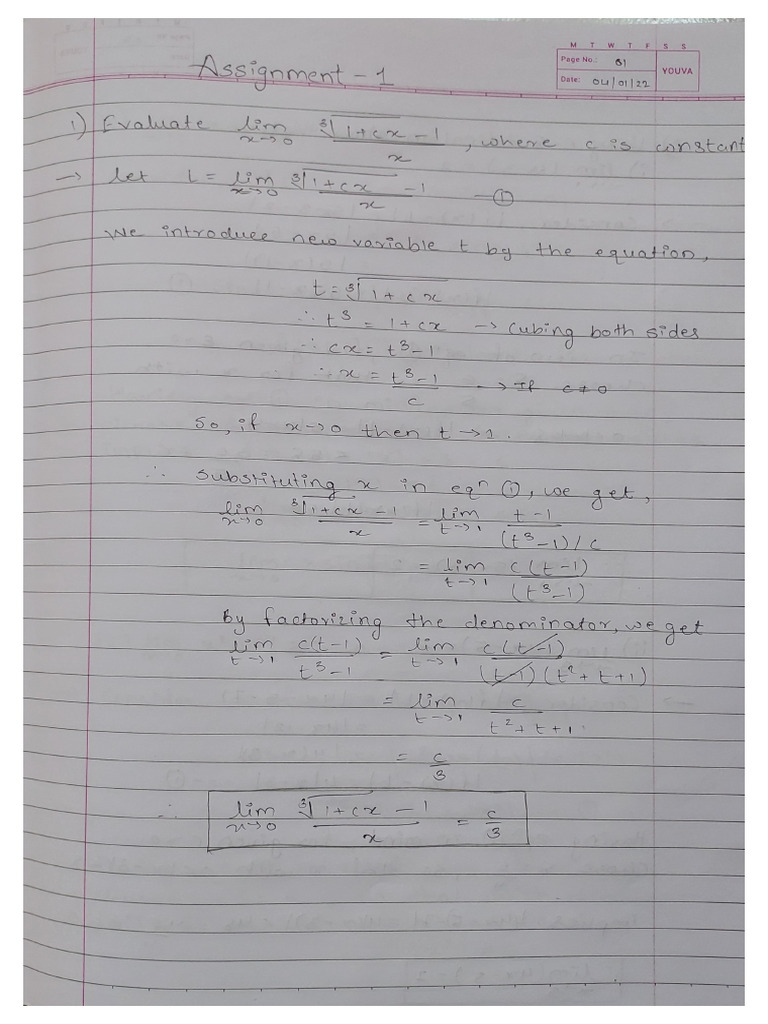 U004 - MATHS Assignment 1 | PDF