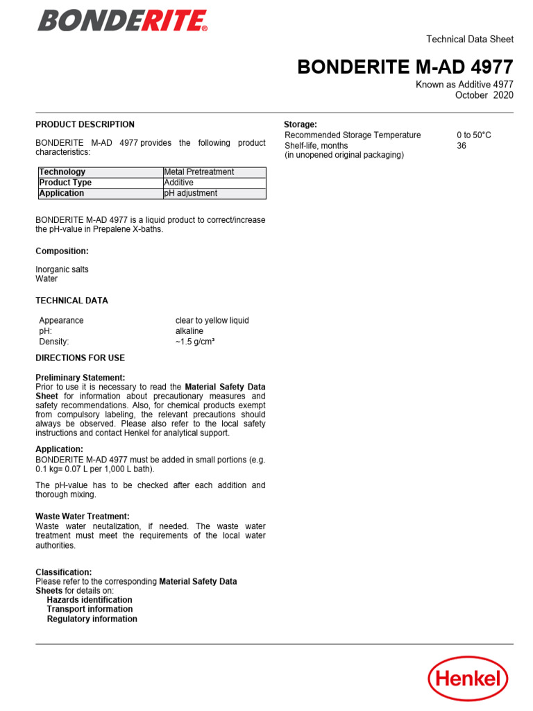 BONDERITE M AD 4977 en - US | PDF | Water | Legal Liability