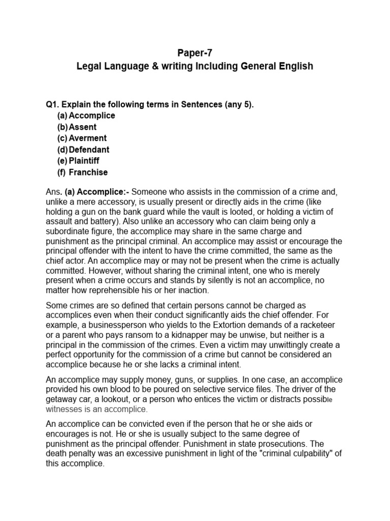 Legal Terms Explained: Accomplice to Plaintiff | PDF | Good Faith | De ...