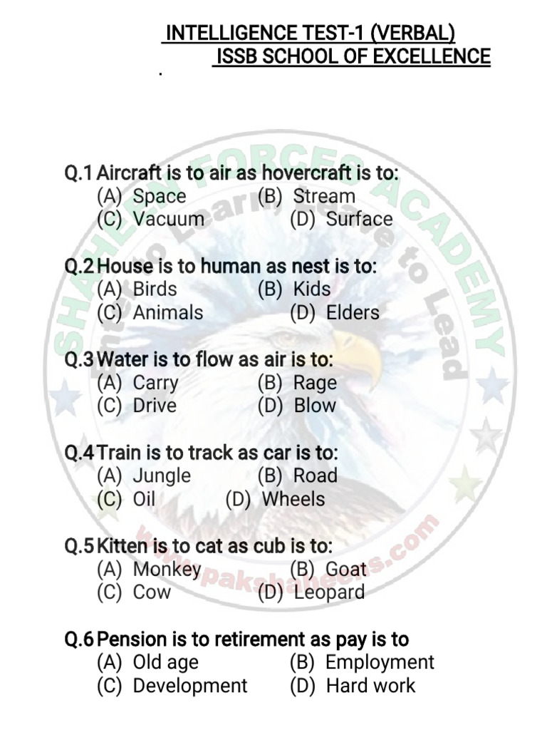 Verbal Intelligence Test Questions | PDF | Sheep