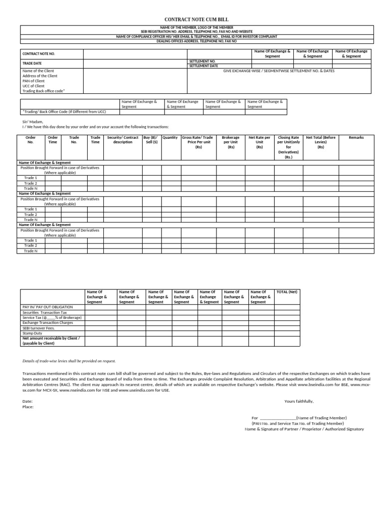 Contract Note Format for Clients | PDF | Derivative (Finance) | Taxes
