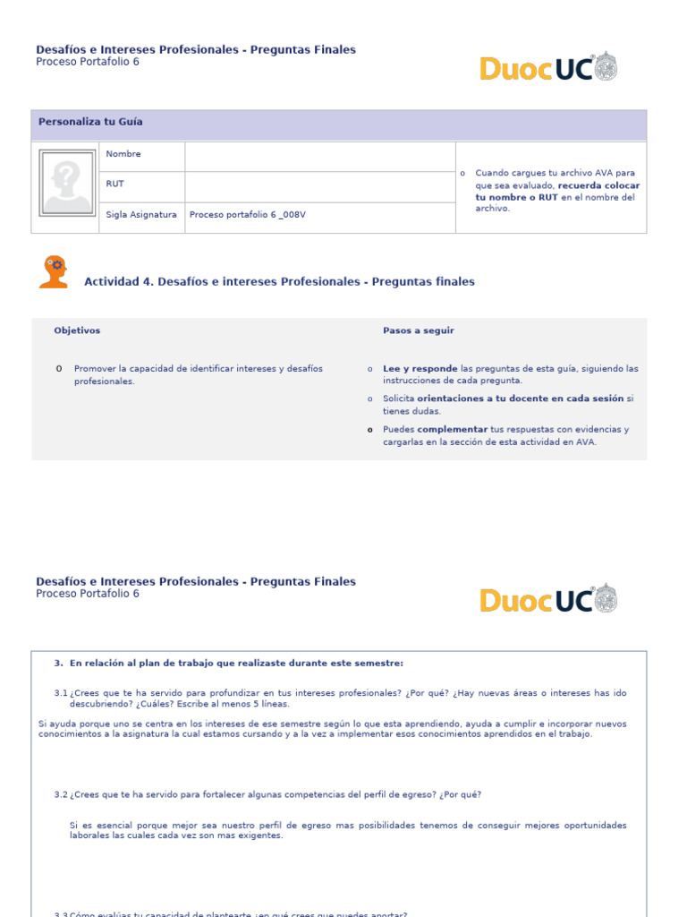 Desafíos e Intereses Profesionales - APP6 - Final | PDF