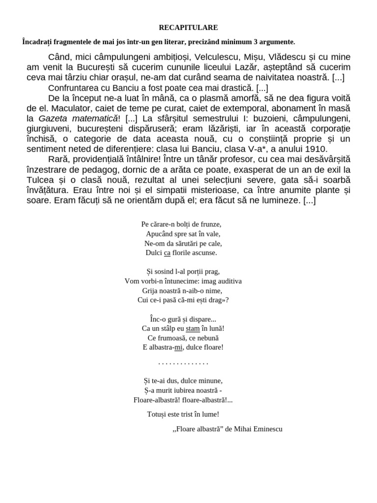 RECAPITULARE | PDF