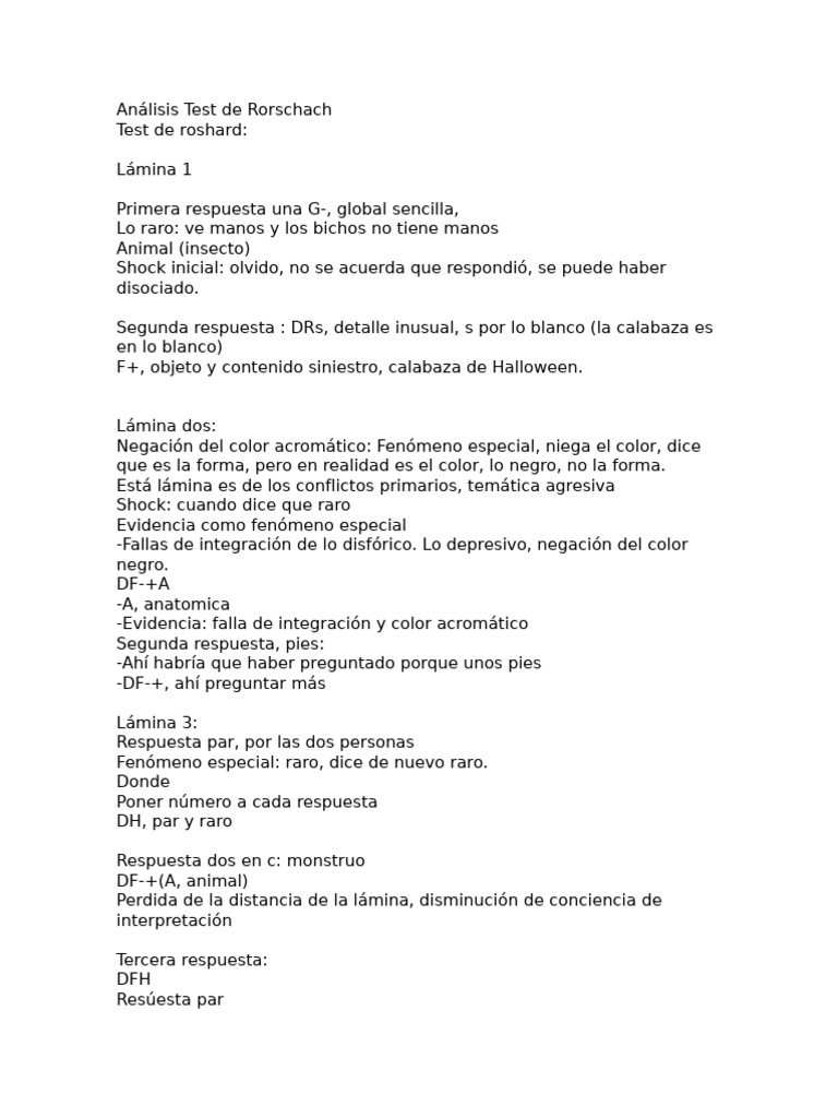 Test De Rorschach Pdf
