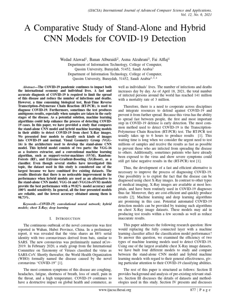 CNN vs Hybrid Models for COVID-19 Detection | PDF | Sensitivity And ...