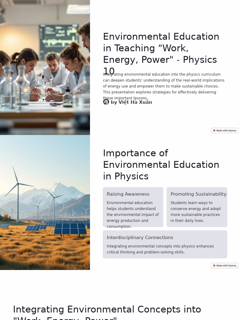 Environmental Education in Teaching Work Energy Power Physics 10 | PDF ...