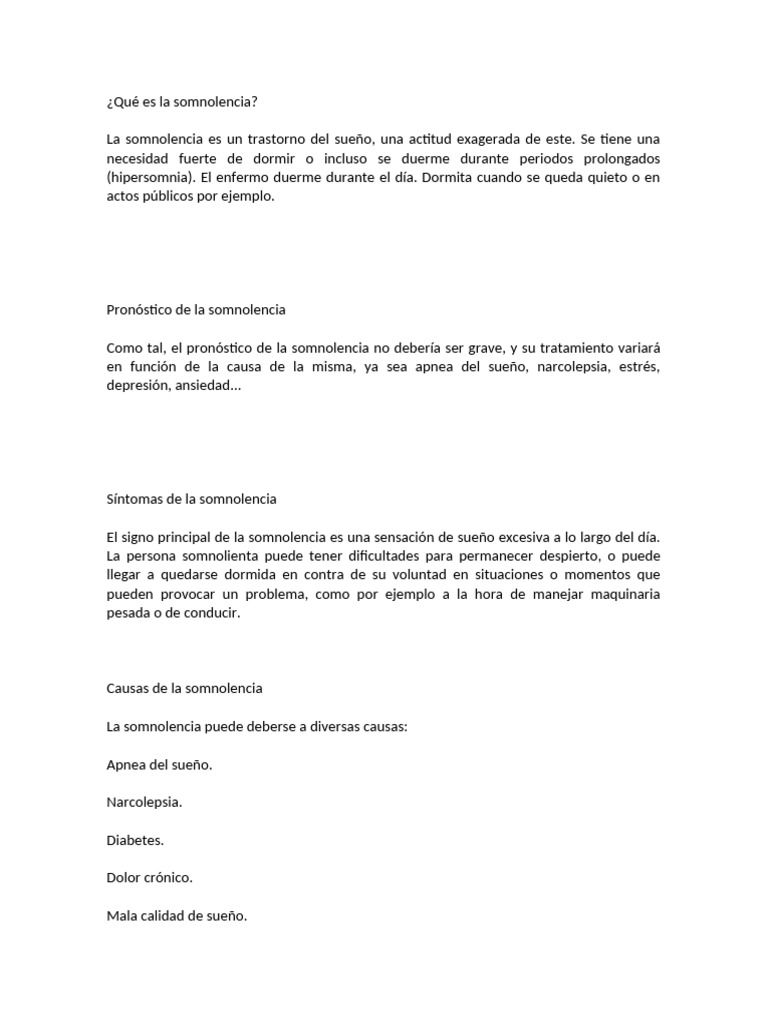 Causas y Definición de Somnolencia | PDF | Dormir | Medicina