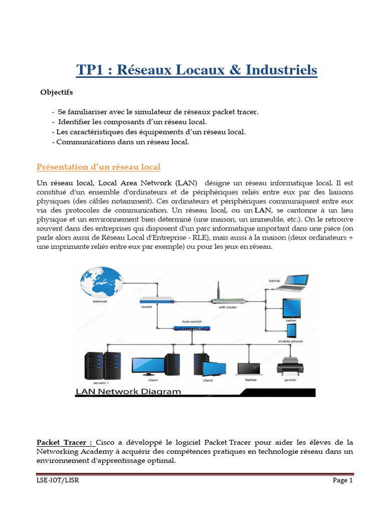 Introduction aux Réseaux Locaux avec Packet Tracer | PDF | Matériel ...