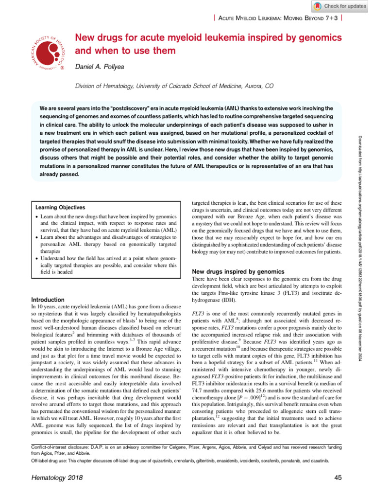Image showcasing New Drugs For Acute Myeloid Leukemia Inspired by Genomics | PDF ...