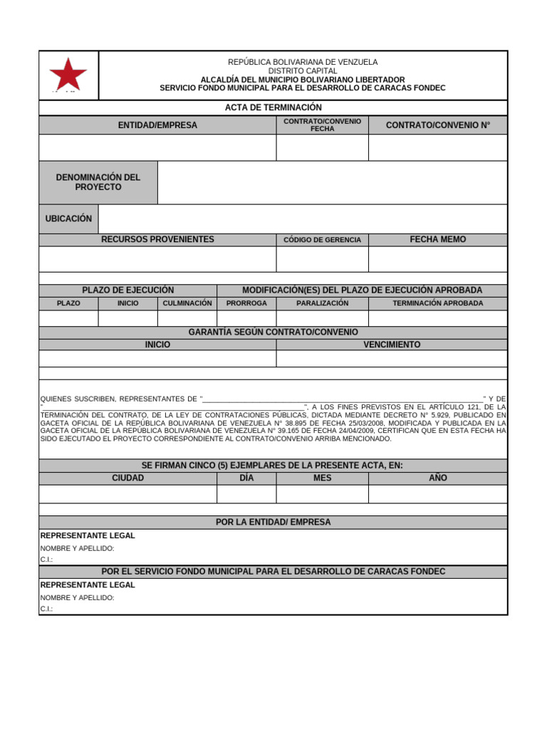 Acta de Cierre Modelo | PDF