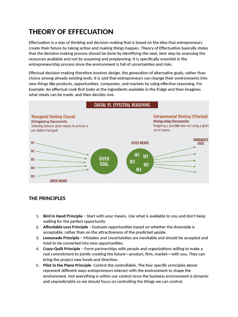 THEORY OF EFFECUATION | PDF | Entrepreneurship | Startup Company