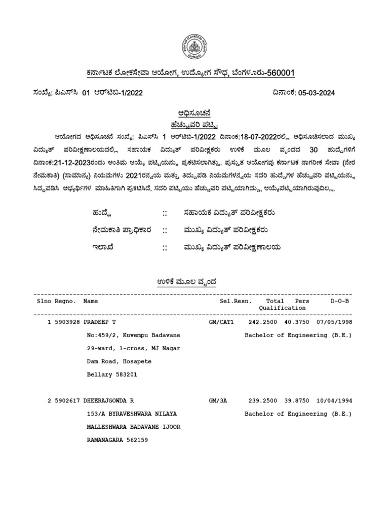 Addl. List AEI (RPC) | PDF