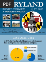 Department of Budget & Management: T. Eloise Foster, Secretary Martin O'Malley, Governor Anthony G. Brown, Lt. Governor