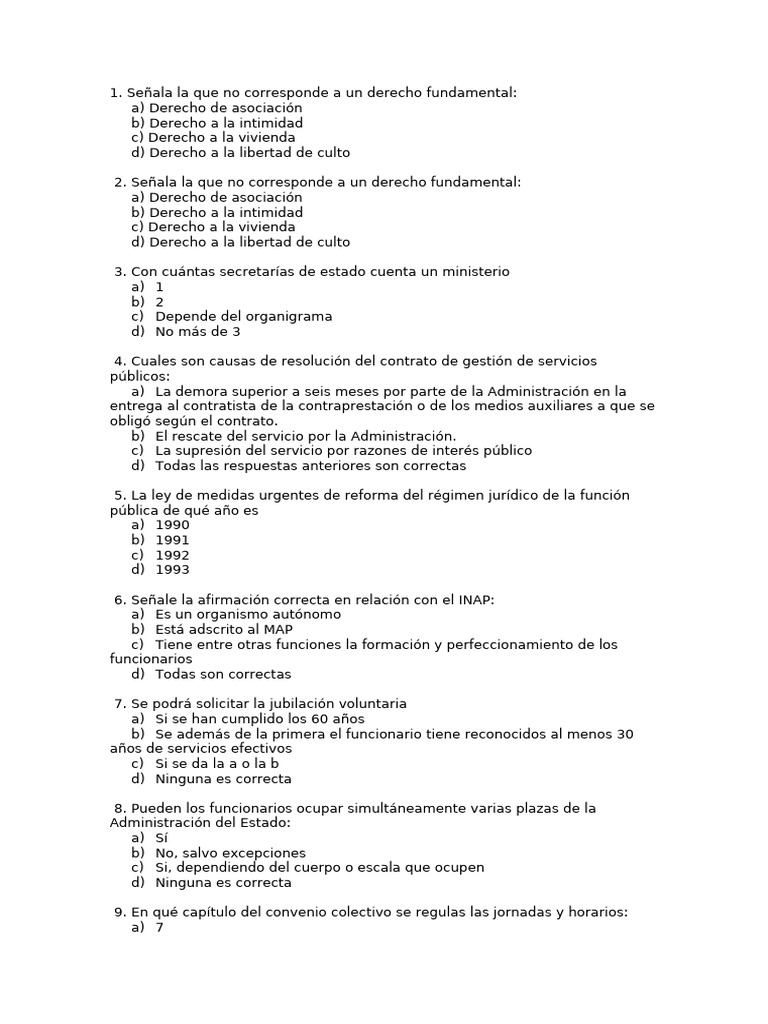 Test de Conocimientos Administrativos | PDF | Gobierno