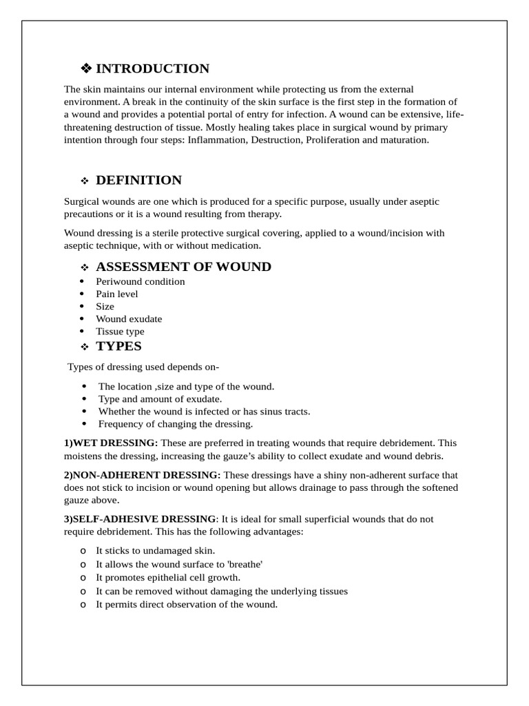 Surgical Wound Dressing Techniques | PDF | Wound