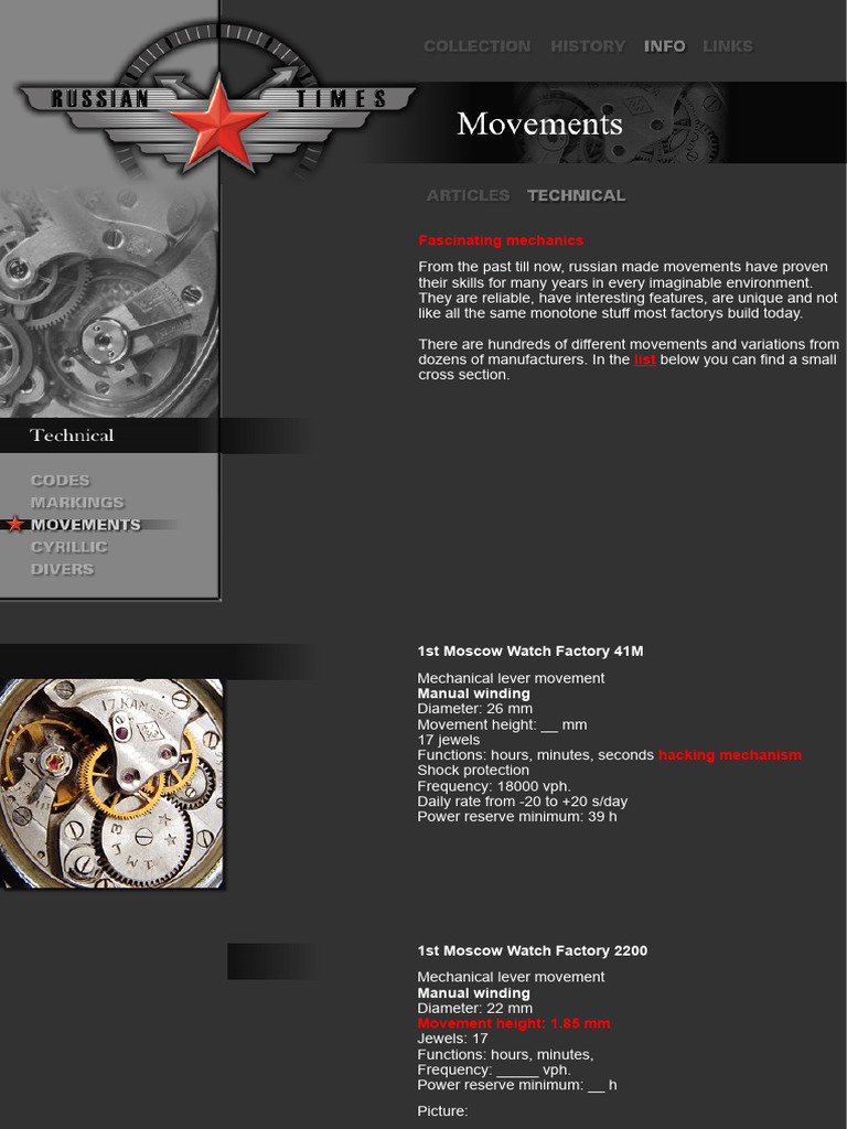 Russian Watch Movements: Frequencies Explained | PDF | Watch | Portable ...
