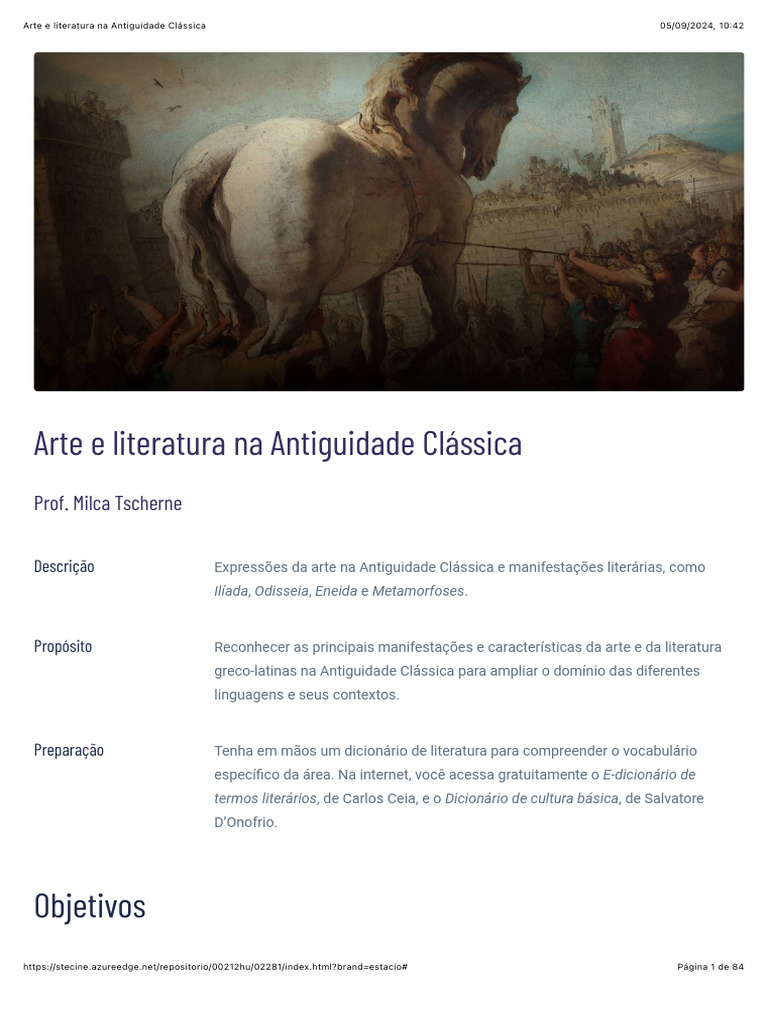 02 - Arte e Literatura Na Antiguidade Clássica | PDF | Classicismo ...