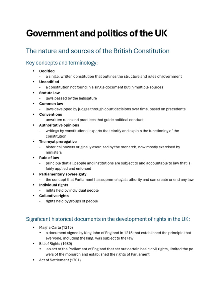 UK Constitution & Rights Overview | PDF | Cost Of Living | House Of ...