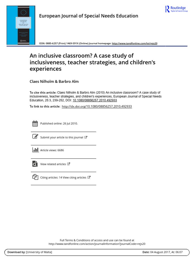 Inclusive Classroom Case Study in Sweden | PDF | Methodology ...