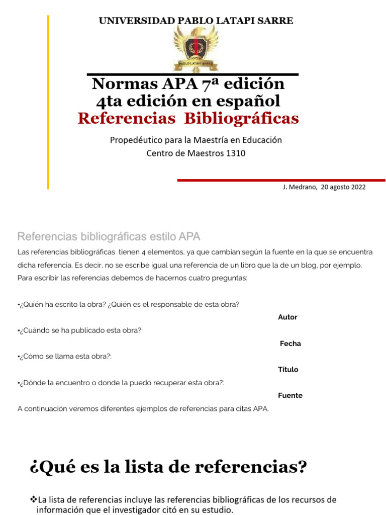 Normas de Referencias APA 7ª Edición | PDF | Citación | Bibliografía