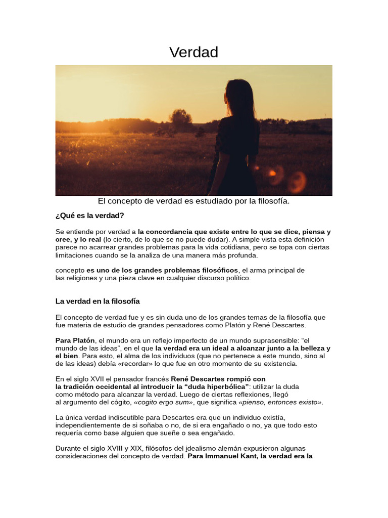 La verdad según Descartes | PDF | Verdad | René Descartes