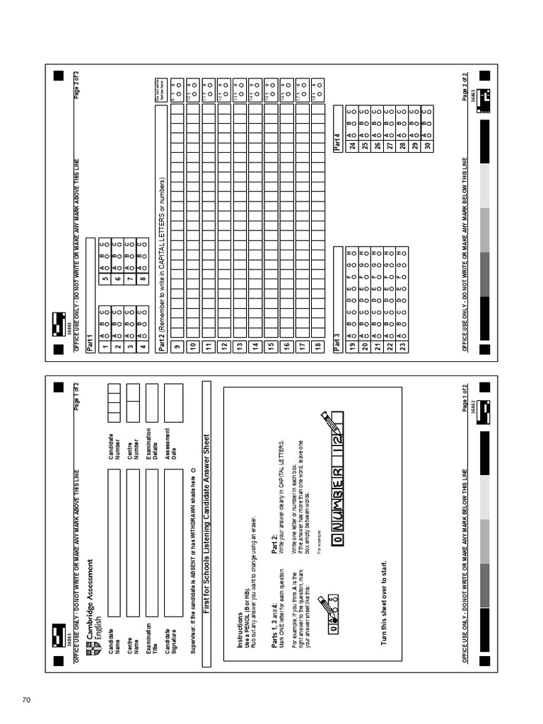 First for Schools Listening Answer Sheet | PDF | Qualifications ...