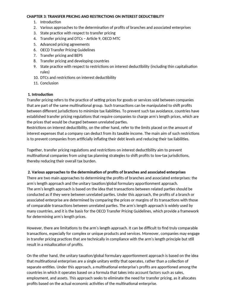 Transfer Pricing & Interest Deductibility | PDF | Tax Deduction | Taxes