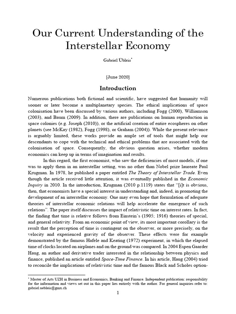 Interstellar Economy: Time Dilation Impact | PDF | Special Relativity ...