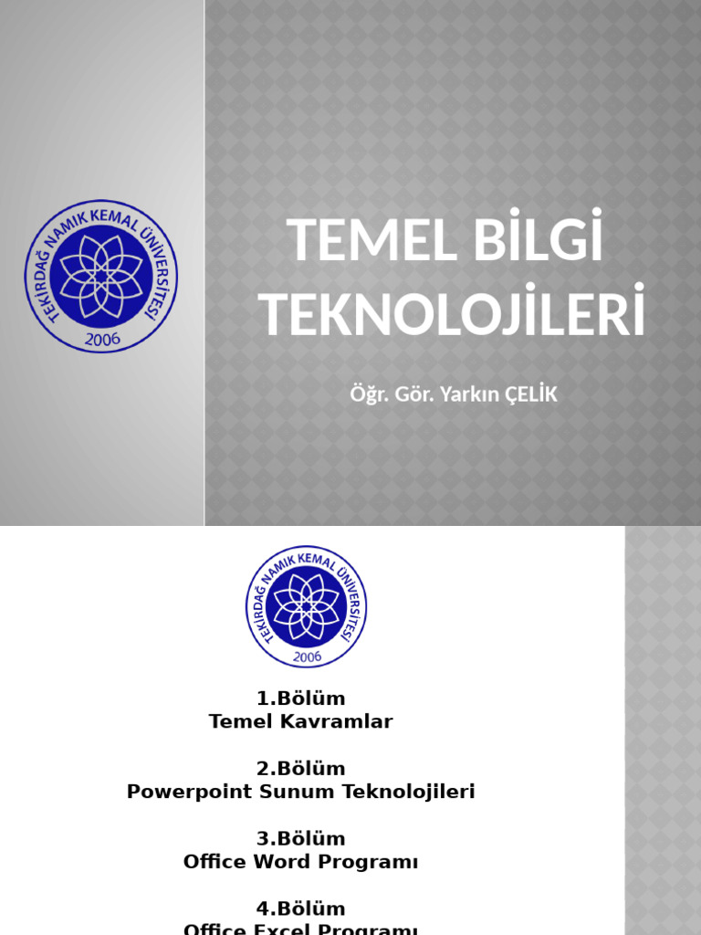 Temel Bİlgi Teknolojileri 1.bölüm | PDF