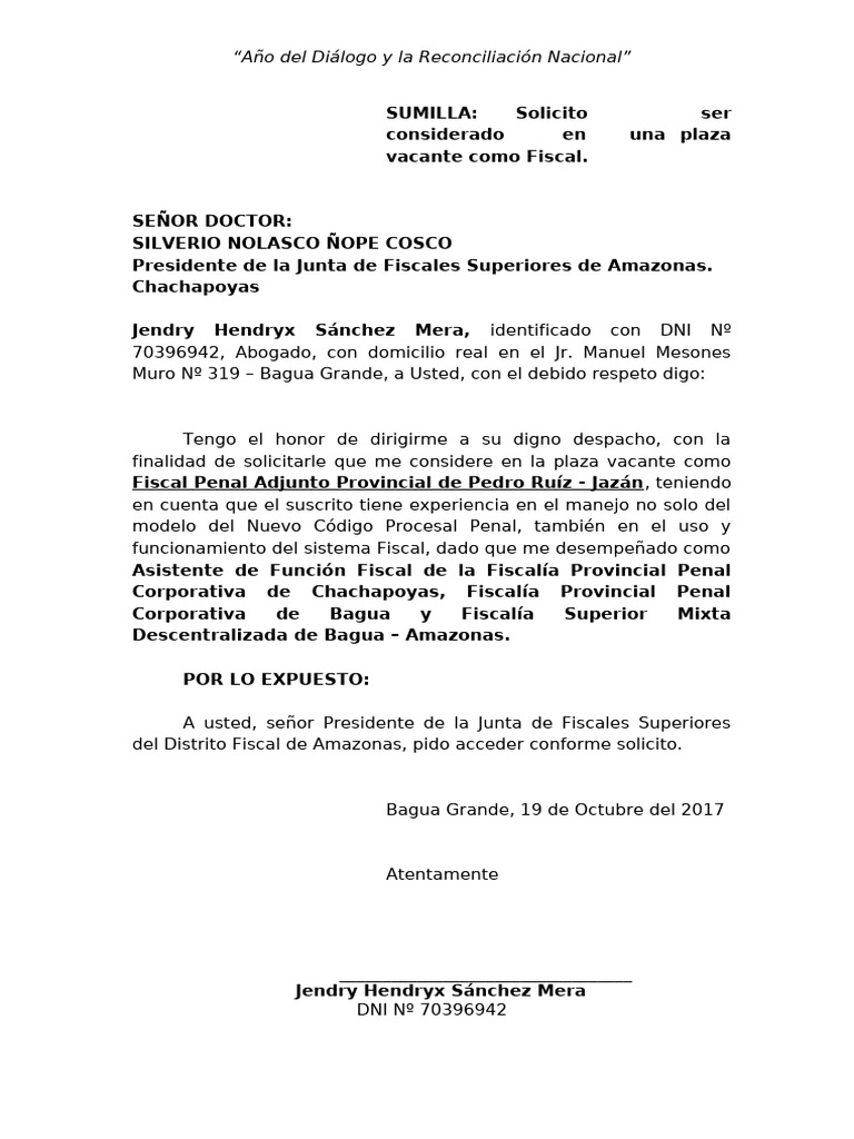 Solicito para Fiscal | PDF | Derecho