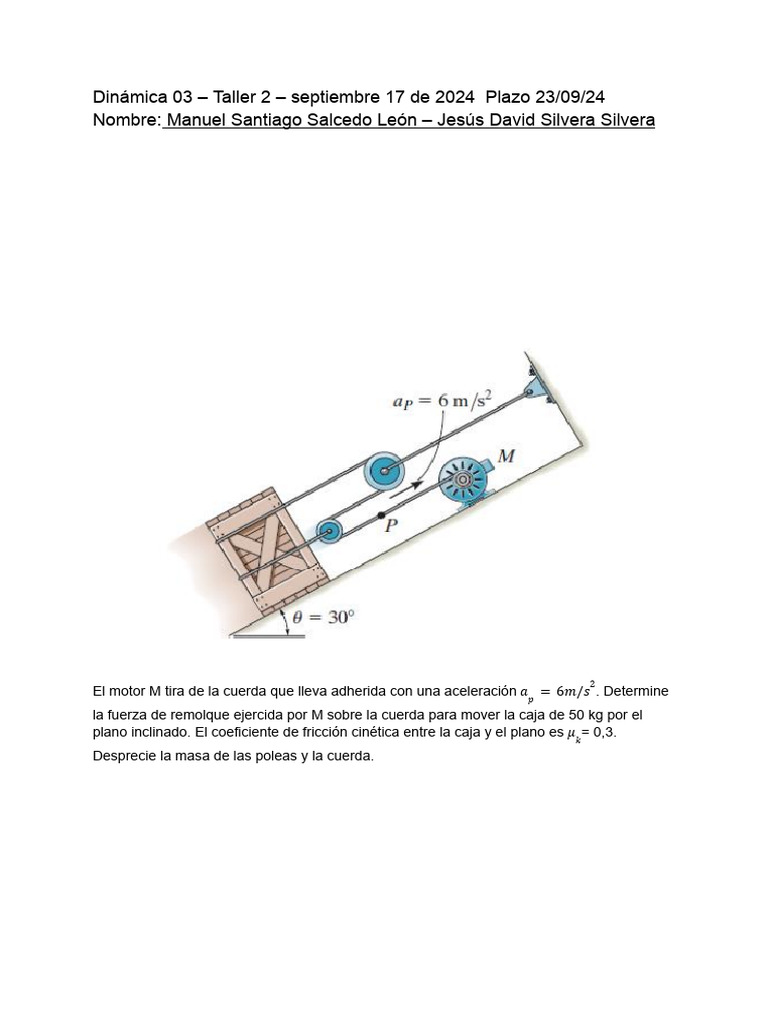 Dinámica 03 - Taller 2 | PDF | Pendiente | Fuerza