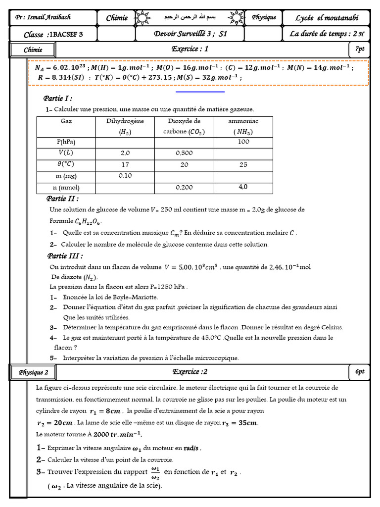 Calculs en Chimie et Physique Gazeuse | PDF | Courroie | Gaz