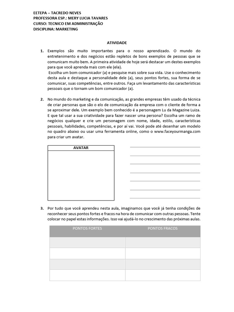 Atividade de Comunicação e Marketing | PDF | Carreira e Crescimento