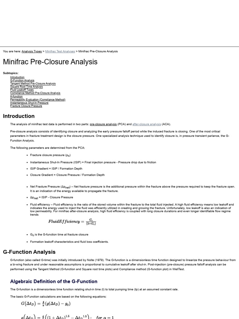 Minifrac Pre-Closure Analysis | PDF | Tangent | Fracture