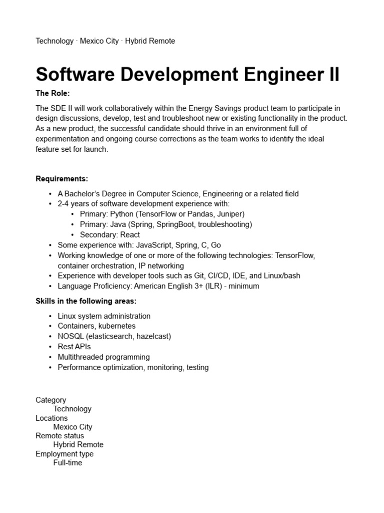 Software Development Engineer II | PDF | Art | Computers