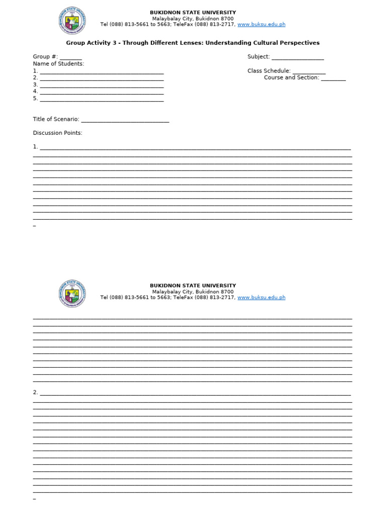 Cultural Perspectives Group Activity | PDF | Computers