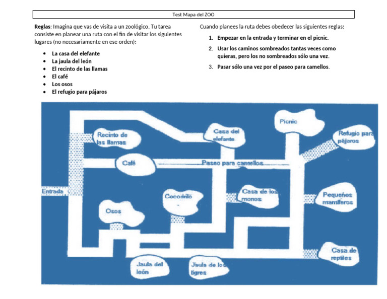 Test de Ruta en el Zoológico | PDF
