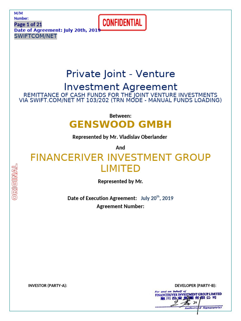 Joint Venture Investment Agreement | PDF | Banks | Arbitration