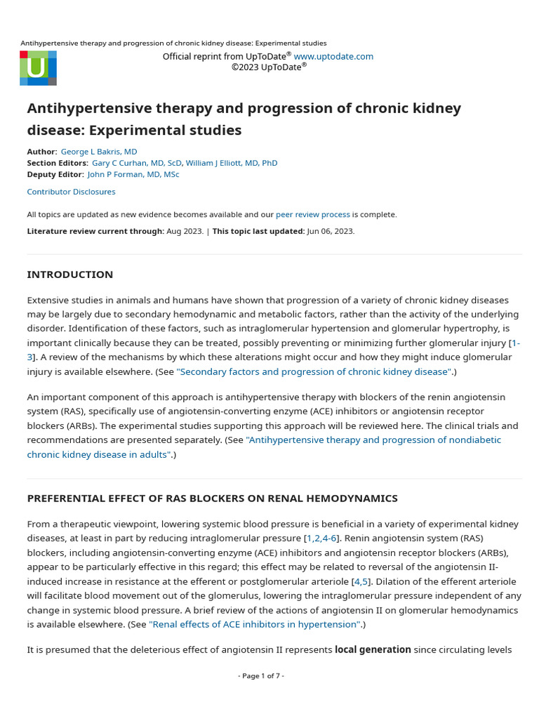 Antihypertensive Therapy and Progression of Chronic Kidney Disease ...