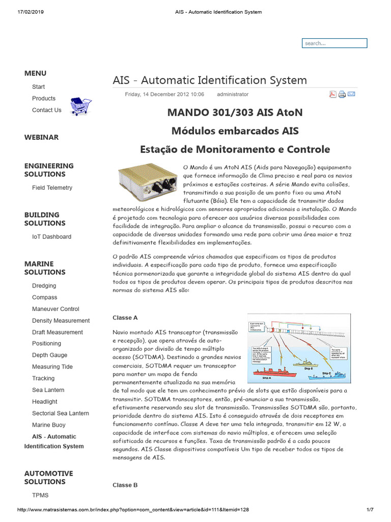 Sistema AIS: Identificação e Monitoramento | PDF | Informática