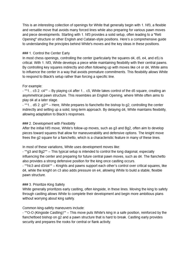 General Chess Opening Rules PDF Chess Openings Abstract Strategy 